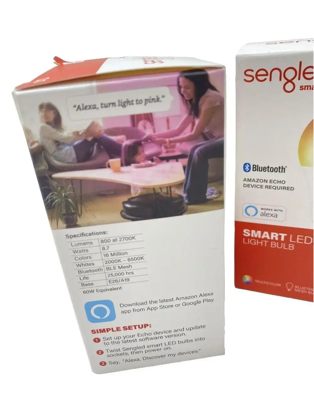 Sengled Smart Light Bulbs Bluetooth Mesh Color LED Alexa Control 2 Pc New